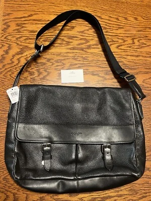 Cartera Coach, Henry Bolso Mensajero Negro Guijarro, Maletín Grande $595 Nuevo con Etiquetas Foto 1 de 4