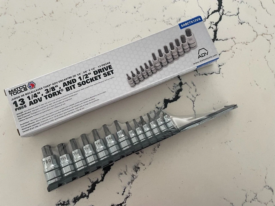 Запечатанный в коробке Matco 13 шт. набор головок Adv Torx (1/4", 3/8", 1/2" привод) - Изображение 1 из 1