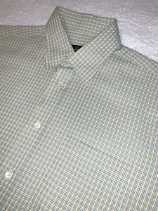 Bugatchi Uomo Shirt Mens LARGE Colorful Checkered Plaid Button Short Sleeve - Picture 1 of 14
