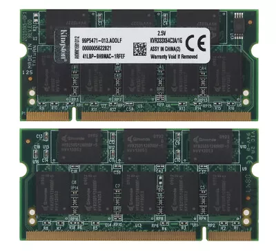 New Kingston 2GB 2X 1GB DDR-333MHZ PC2700 200PIN CL2.5 SO-DIMM RAM Laptop Memory - Image 1 of 4