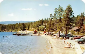 Tomar el sol en la playa coches de colección Rocky Mountain Nat'l Park, CO postal de colección años 50 - Imagen 1 de 2