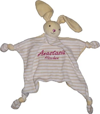 Schmusetuch Schnuffeltuch Hase mit Name & Datum/Text bestickt - Bild 1 von 4