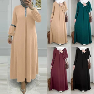 Womens Seuqin Mulsim Abaya Kaftan Maxi Dress Lady Evening Party Dubai Long Dress - Picture 1 of 19
