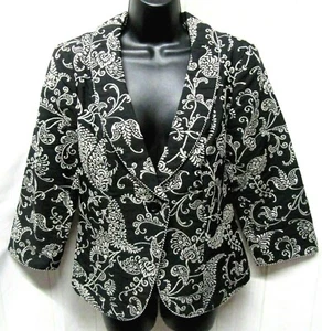CAbi Style 312 Size 6 Eliza Blazer Jacket Black Ivory Floral Brocade Retail $158 - Picture 1 of 3