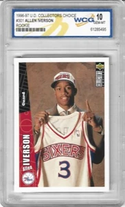 1996-97 Upper Deck Collectors Choice Allen Iverson #301 WCG Gem Mint 10 Rookie - Picture 1 of 1