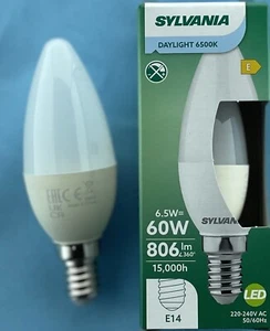 6 Pack Sylvania LED Candles 806lm 6.5 Watt = 60 Watt 865 Daylight SES E14 29616 - Picture 1 of 4