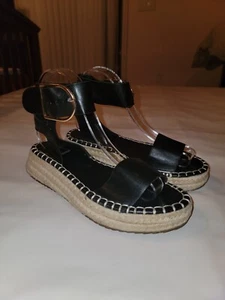 Wild Diva Lounge Womens Black Ankle-Strap Espadrille Sandals Size 6.5 M US - Picture 1 of 7