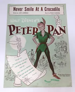 Never Smile At Crocodile Peter Pan Walt Disney Frank Churchill Sheet Music 1952 - Picture 1 of 3