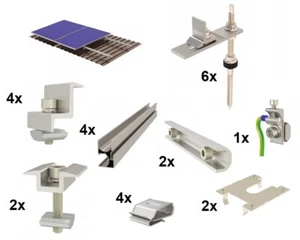 Conjunto de montaje de techo de ladrillo solar fotovoltaico fotovoltaico 2 módulos fijación de doble rosca - Imagen 1 de 1