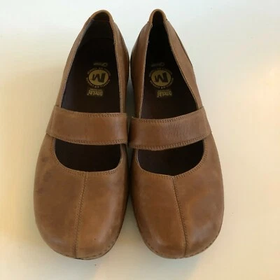Merrell Womens 8.5 Saddle Mary Jane Loafer Shoe Brown Leather Casual Slip On - Image 1 of 4