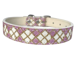 Dog Collar, Argyle Bling Sparkle Bling Glitter Light Pink Adjustable, XS S M L - Bild 1 von 3