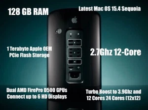 ๐ฅ12-Core Mac Pro 2018 Manufacture 128GB RAM, 1TB SSD, Mac OS 15 Sequoia D500s - Picture 1 of 8