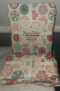 Mantel de Navidad estampado Johanna Parker y 8 servilletas rosa y menta remolino 60x84 - Imagen 1 de 4