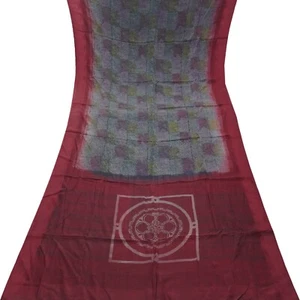 Namaste Vintage Gray Sarees 100% Pure Crepe Silk Printed Sari 5YD Craft Fabric - Picture 1 of 6
