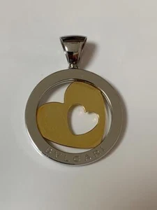 BVLGARI 750YG×SS Ciondolo Tondo Cuore Acciaio Inox Oro Giallo Solo Top - Foto 1 di 6