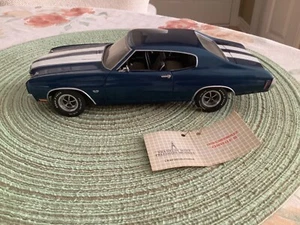 Chevrolet Chevelle SS Franklin Mint Precision Models 1970 azul blanco a rayas - Imagen 1 de 9