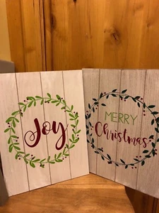 Holiday MDF White Slat Christmas Signs Transpac Imports - Picture 1 of 6