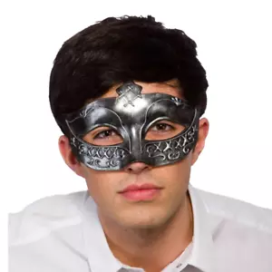 Gladiator Eye Mask Antique Silvre Adults Masquerade Ball Fancy Dress Eyemask - Picture 1 of 1