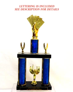 CARD HAND TEXAS HOLD'EM TROPHY CARDS CARD TOURNAMENT TEN COLORS AVAILABLE - Picture 1 of 3