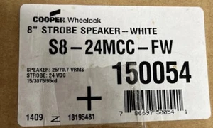 150054 Cooper Wheelock 8" Speaker Strobe WHITE S8-24MCC-FW 👀 - Picture 1 of 6