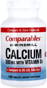 Windmill Calcium Comparables 500mg with Vitamin D3 120 ct Pack of 6 - Picture 1 of 7