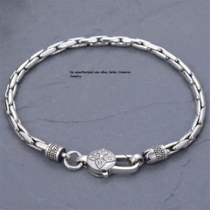 Pure S925 Sterling Silver Chain 3.5mm Vajra Bamboo Link Bracelet 14-15g 7.1inch - Picture 1 of 6