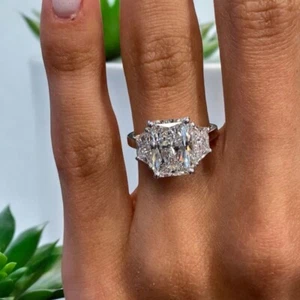 Radiant 4.16 Carat Engagement Ring IGI GIA Lab Created Diamond 950 Platinum - Picture 1 of 9