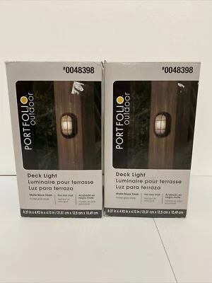Set of 2 Portfolio Deck Light w/Frosted Glass Shade - Matte Black - 0048398  NEW - Image 1 of 2