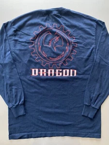 Vintage 90s Dragon Ski & Snowboard Goggles Brand Promo Logo Navy Shirt L RARE - Picture 1 of 7