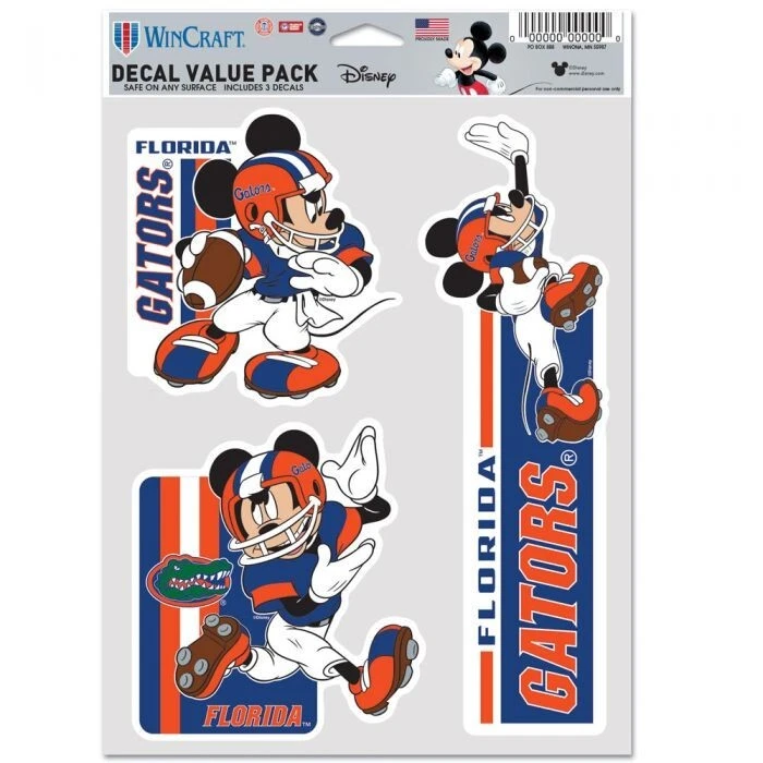FLORIDA GATORS MICKEY MOUSE 3 PIECE MULTI-USE DECALS DISNEY NCAA - Image 1 of 1