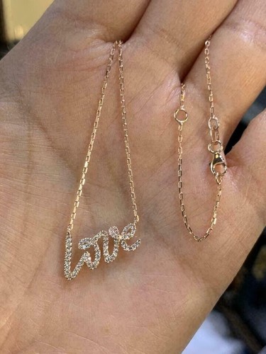 VETEMENTS Ciondolo "amore" incredibile diamante simulato taglio tondo 2 08 ct placcato oro giallo 14 kt
