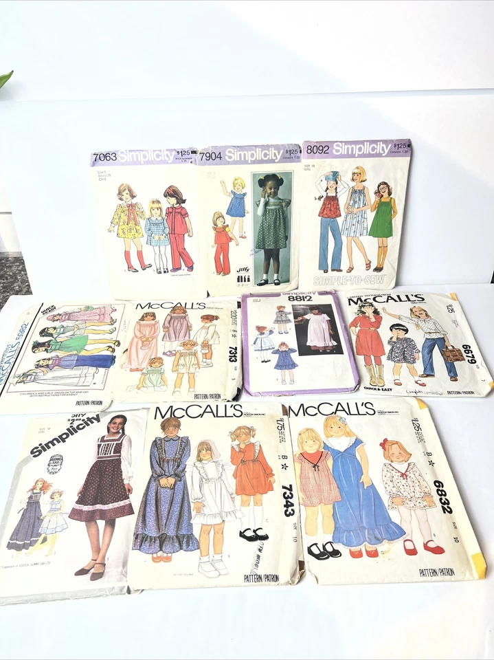 10-Vintage Sewing Patterns 1960-70s Girls Simplicity and McCalls - Image 1 of 4