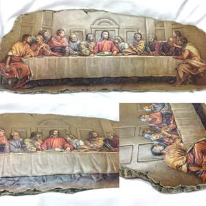 PLACA DE PARED DE PIEDRA DE RESINA ARTÍSTICA ELEVADA DE 17,5 PULGADAS LA ÚLTIMA CENA - Imagen 1 de 17