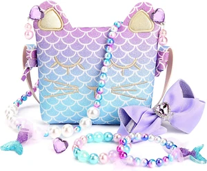 Purse for Little Girls Dress up Jewelry Pretend Play Kids Accessories Mermaid Gi - Picture 1 of 12
