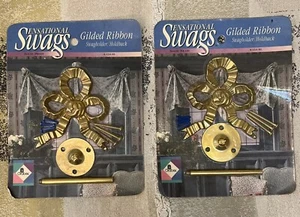 Two Sets Of Graber Sensational Swags Solid Brass Swagholder/Ribbon Pair - Picture 1 of 3