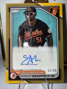 ENRIQUE BRADFIELD JR. 2024 BOWMAN AUTOGRAPH GOLD BORDER AUTO /50 Q0566 - Picture 1 of 2