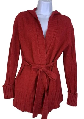 Cárdigan para mujer Next Era L rojo frente abierto tejido lazo con capucha mangas puños Foto 1 de 4