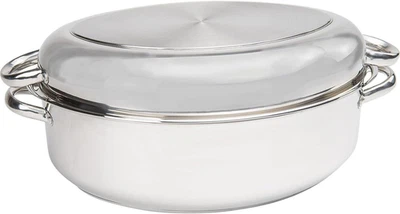 Sartén para Asar Calor Preciso con Estante y Tapa, T304 Acero Inoxidable Multiuso Ovalada Foto 1 de 4