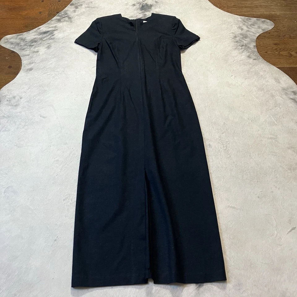 Coldwater Creek Dress Womens Size 10 Black Linen Blend Front Slit Maxi Vtg - Image 1 of 4