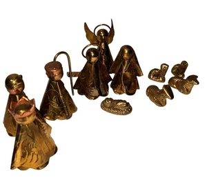 Juego de 11 estatuillas de belén de latón - Imagen 1 de 13