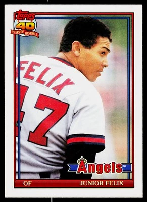 Junior Felix, 1991 Topps Traded, #40T, California Angels, - Image 1 of 2
