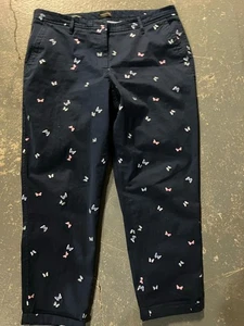 Talbots 12 Relaxed Chino Navy/butterflies Pants - Picture 1 of 2