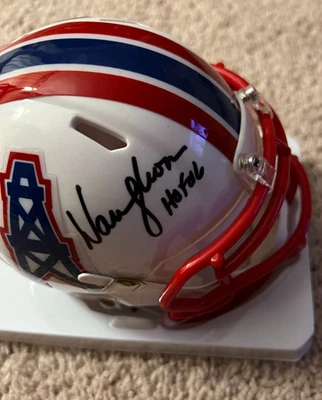 warren Moon signed Oilers mini Helmet w/ HOF JSA - Image 1 of 2