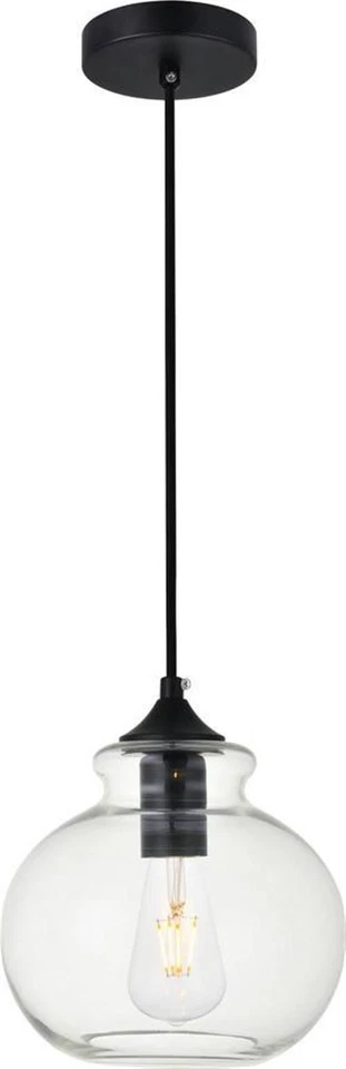 Destry Black Pendant Light with Sleek Clear Glass - Image 1 of 1