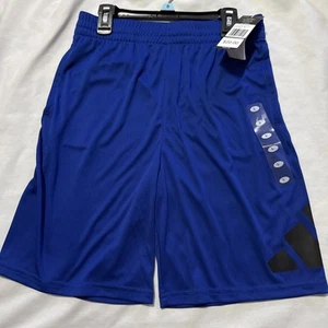 Adidas Boys' Elastic Waistband Shorts Drawstring- SZ L Large 14-16 New Blue - Picture 1 of 3