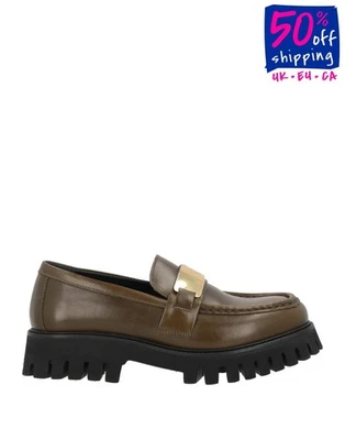 RRP€338 MAJE Leather Loafer Shoes US6 UK3 EU36 Green Logo Made in Portugal - Image 1 of 4