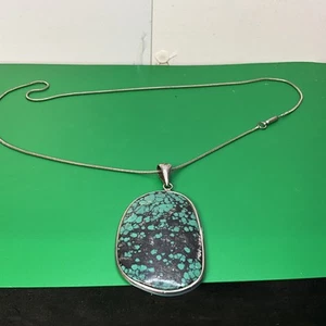 Large Heavy Sterling Silver & Natural Turquoise Statement Toggle Necklace 1 - Picture 1 of 11