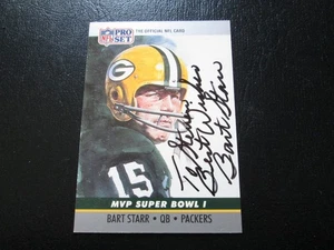 BART STARR IN PERSON AUTOGRAGHED 1990 PRO SET SUPER BOWL 1 MVP CARD # 1 - Picture 1 of 6
