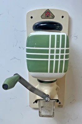 GREEN DE VE HOLLAND Porcelain Coffee Grinder Wall Mounted sage vintage mid - Image 1 of 4