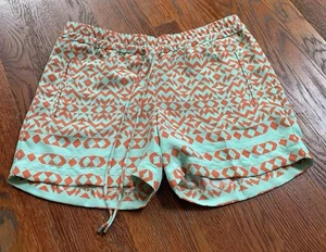 NWOT The Limited Coral Orange Seafoam Green Shorts with Geometric Pattern Med - Picture 1 of 8